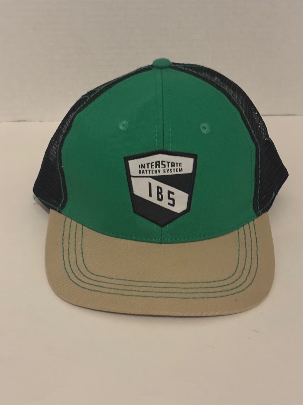 Interstate Battery System IBS Green and Tan Mesh Trucker Cap